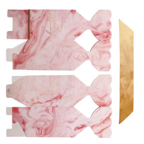 BAUMA AUTO 50Pcs Wedding Party Favor Boxes, Candy Boxes Paper DIY with Gold Ribbons for Wedding Bridal Shower Birthday Party(2.28X3.46X5.71inch, Pink and White) (Navy pink)