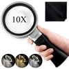 MAGDEPO 10X Lighted Magnifying Stand Loupe Handheld/Hand-Free Reading Magnifier with 12 SMD LEDs Dimmable Lighting Modes, Perfect For Macular Degeneration, Reading, Soldering, Inspection, Cross Stitch