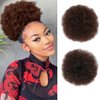 HEVAYO KISS Afro Puff Ponytail for Black Women, Black Mixed Brown #1BT33 Short Synthetic Kinky Curly Bun Hair Extensions, Updo Hairpieces for Black Women Girls (#1BT33)