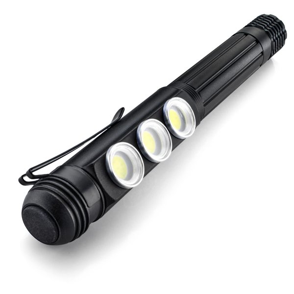 Police Security 3AAA Trifecta Flashlight - Penlight - Small and Portable - 200 Lumens - Water Resistant - Magnetic Base
