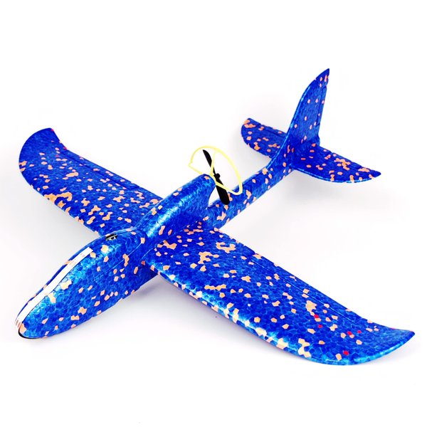 HSRBO Electric Foam Airplane Toy,Throwing Whirly Gliders Plaything Aeroplane with USB Charging and LED Glowing,Outdoor Airplane Toys with Engine (Blue)