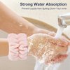 2 Pcs Wrist Towels for Washing Face-Dorbetar, Microfiber Wrist Bands for Washing Face, Spa Wristbands for Washing Face, Face Wash Wristbands, Arm Bands for Washing Face for Woman Children（Pale Pink）