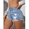 Verdusa Women's Ripped Distressed Skinny Denim Shorts Light Blue XS