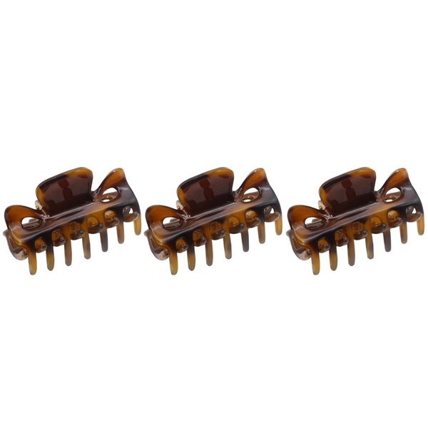 Parcelona French Classic Very Small 1 1/2" Claw Clips with Tight Spring Set of 3 Girls Hair Jaw Claw Clips Durable Styling Women Hair Accessories, Made in France (Savana)