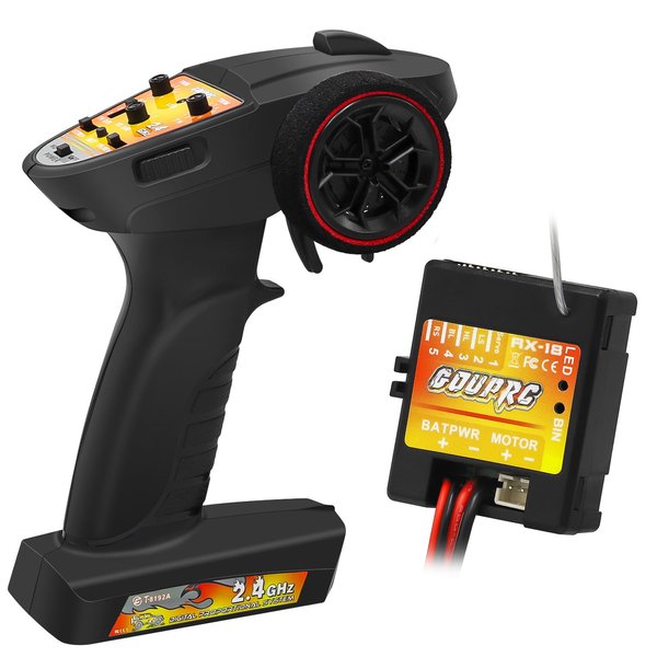 GOUPRC 2 in 1 ESC & Receiver with 3CH 2.4G RC Transmitter ESC Remote Controller Receiver Combo for Axial SCX24 RC Car