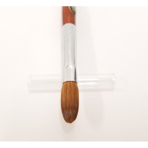 Petal Red Wood Handle Nail Brush For Acrylic Nail Manicure & Pedicure Powder (CRIMPED) - (Size #12)
