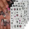 8 Sheet Halloween Nail Stickers Ghost Bat Spider Nail Decals 3D Self-Adhesive Spider Web Spooky Bat Spider Nail Art Stickers Design Gothic Nail Art Supplies for Holiday Acrylic DIY Nail Decoration