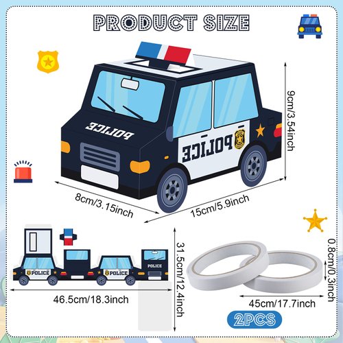 Kosiz 36 Pcs Police Party Decorations Police Themed Party Favors Treat Boxes Cop Themed Paper Snack Container Bulk Badge Patrol Police Car Gift Box for Police Officer Birthday Party Supplies