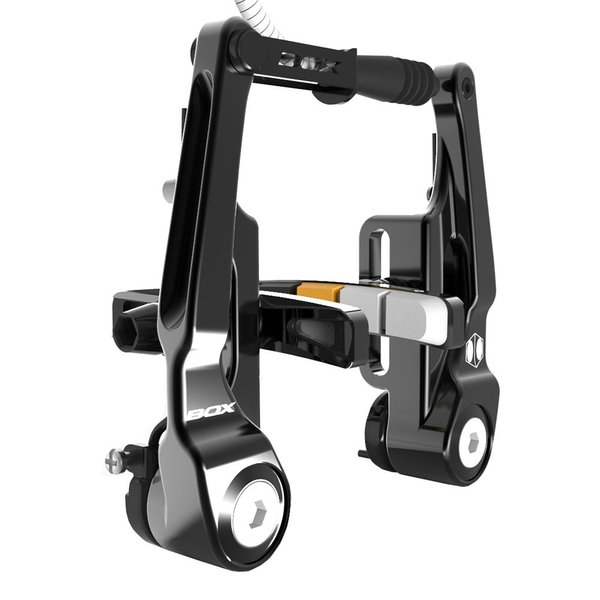 Box One 85 Millimeters Oversized V Brake with Sealed Bearing Pivots, Flexible Cable Noodle, Cold Forged Arms & 2 Millimeters Allen Key Tensions Bolt, Black