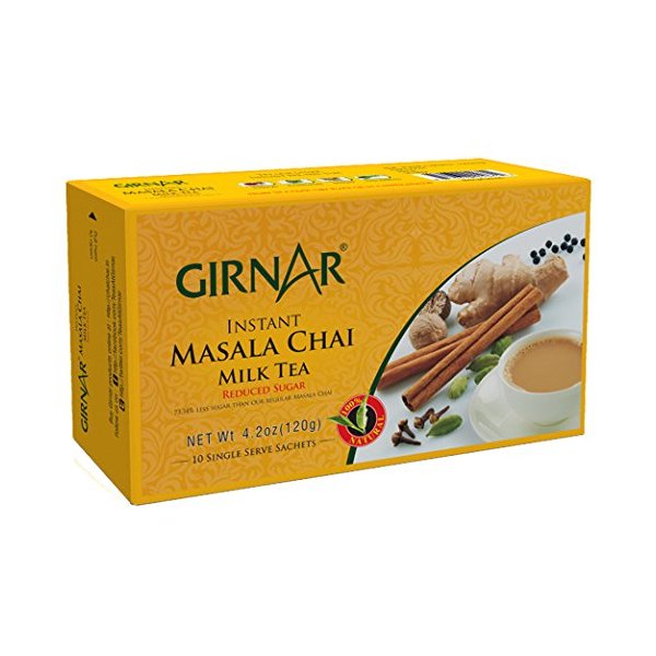 Girnar Instant Chai (Tea) Premix With Masala Unsweetened, 10 Sachet Pack