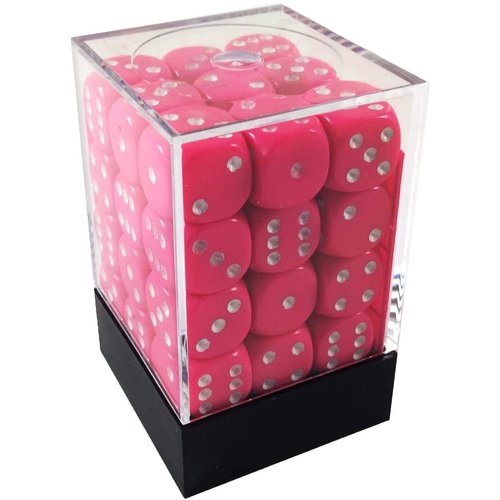 DND Dice Set-Chessex D&D Dice-12mm Opaque Pink and White Plastic Polyhedral Dice Set-Dungeons and Dragons Dice Includes 36 Dice – D6 (CHX25844)