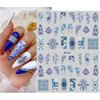 8 Sheets Blue and White Porcelain Nail Art Stickers Decals Self-Adhesive Pegatinas para Uñas Retro Elements Tiger Lion Dragon Flowers Design Manicure Tips Nail Decoration for Women Girls