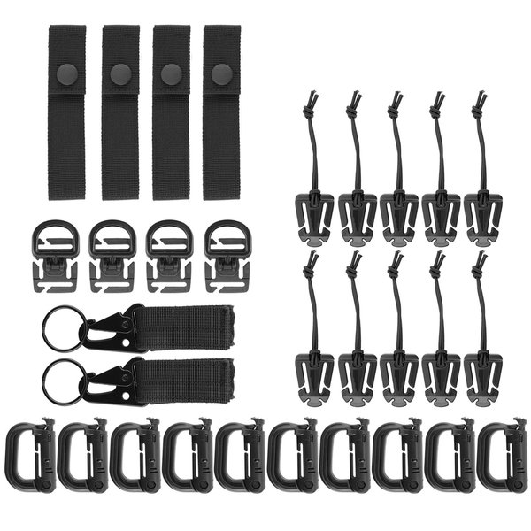 Golden^Li Tactical Molle Clips Attachments Set, 30pcs Perfect Grip Tactical Bag Strap Tool Backpack Kits - D-Ring Clips, Buckles, Straps, Hooks with Storage Bag for Ourdoors Travel