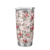 ALAZA Floral Roses Red Pink Tumbler with Lids and Straws,Reusable Stainless Steel Vacuum Insulated Tumbler Cup,Iced Coffee Travel Mug Water Bottle 20oz(590ml)