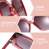 MORESHINE Fashion Oversized Square Blue Light Glasses for Women Anti Fatigue Prevent Headache Computer Eyeglasses Frames (Red)