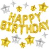Happy Birthday Banner Balloons Letters Balloons 16 Inch with 12 Pcs Star Foil Balloons Birthday Party Decorations for Women Men Boys Girls (Gold)