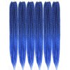 Mayloss 6 Packs/Lot (14/18/24/30) inch 1cm 20 Strands/Pack Thin 3X Box Braid Crochet Hair Extensionin Diameter 3X Synthetic Braid Hair Extensions Crochet Braids Hair Color(24Inch T1B/blue)