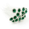PRETTYLIFE 20Pcs Bridal Hair Pins Crystal Sunflower Rhinestone U-Shaped Wedding Hair Pieces Accessories for Women Girls Party (Green)