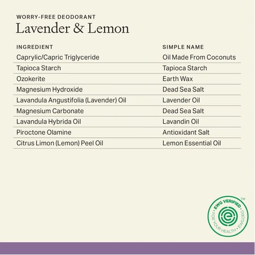 Each & Every 2-Pack Natural Aluminum-Free Deodorant for Sensitive Skin with Essential Oils, Plant-Based Packaging (Lavender & Lemon, 2.5 Ounce (Pack of 2))