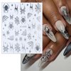 6 Sheets Spider Web Nail Art Stickers 3D Self-Adhesive Halloween Nail Decals Scary Spider Skull Bat Ghost Nail Stickers Black Silver Halloween Nail Decoration for Women Girls DIY Nail Art Designs
