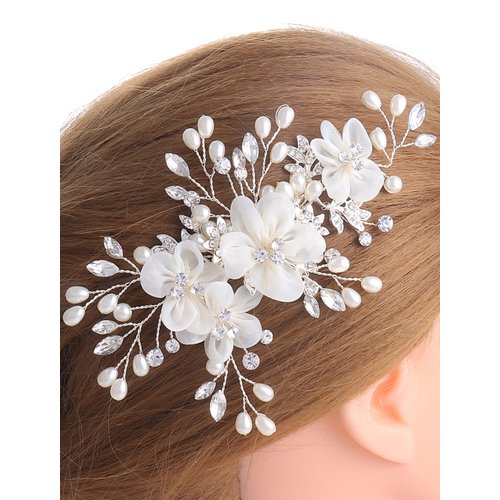 Achairder Bride Wedding Hair Comb Flower Women Side Hair Clips Wedding Accessories for Brides and Girls(Off White)
