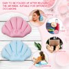 3 Pieces Inflatable Bath Pillow with Suction Cups, Terry Cloth Covered Bath Pillow Shell Shape Bathtub Spa Pillow Comfortable Soft Bath Cushion, Neck Support for Bathtub, Hot Tub (Pink, Green, White)