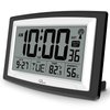 WallarGe Atomic Clock with Indoor Temperature and Humidity, 12.5 Inch Self-Setting Digital Wall Clock or Desk Clock, Battery Operated Digital Clock Large Display for Seniors, Auto DST