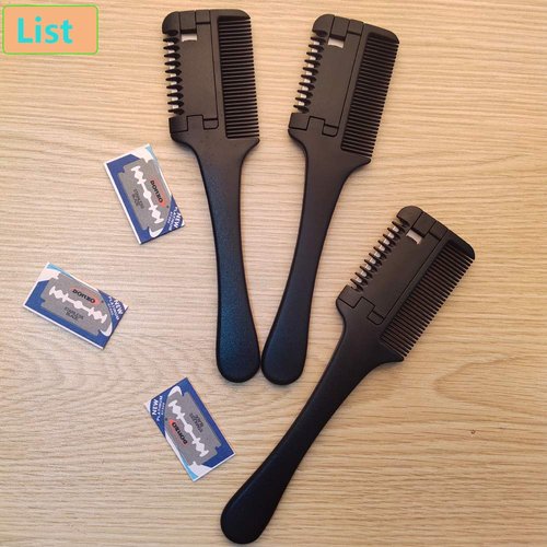 3 Pcs Hair Razor Combs with Extra 3 Pcs Replacement Razors, MSDADA Hair Cutter Comb for Thin and Thick Hair, Double Edge Razor Hair Cutting Comb Hair Thinner Trimmer Razor Comb for Thinning Trimming