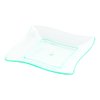 Restaurantware 3 x 3 Inch Dessert Plates 100 Small Cocktail Plates - Square Wavy Edges Seagreen Plastic Disposable Appetizer Plates Holds Sauces And Dips For Wedding Or Birthday Parties