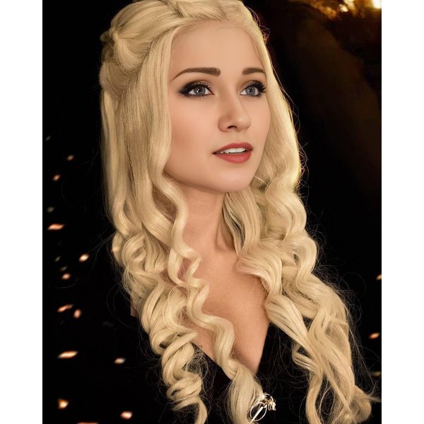 Probeauty Long Blonde Braid Wig Women Halloween Costume Cosplay Wig Cap ( Curly Braid B)