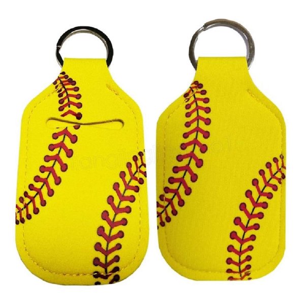 Daisy Lane Hand Sanitizer Holder for Backpack Kids Travel Size Baseball Softball Keychain (Softball, Pack of 6)