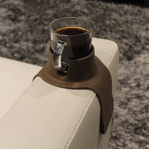 CouchCoaster - The Original and Patented Armrest Couch Cup Holder – A Weighted, Silicone, Anti Slip Coaster Stops Spills On Your Sofa, Arm Chair Or Recliner and Keeps Drinks Within Reach, Mocha Brown