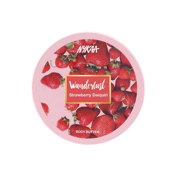 Nykaa Naturals Wanderlust Body Butter - Enriched with Shea, Cocoa Butter, and Almond Oil - Vegan, Cruelty-Free - Strawberry Daiquiri - Vegan - 6.7 oz