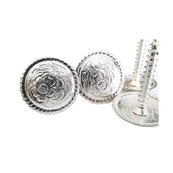 1" Set Of 4 Western Saddle Bright Engraved Concho Screw Back