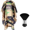 FEBSNOW Barber Cape Waterproof Professional Hair Cutting Cape Neck Duster Brush for Haircut Army Green Salon Beard Hairdressing Kits 46.8 × 56 Inches