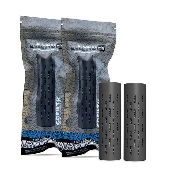 GOFILTR Magnesium Alkaline Water Infuser (2 Pack) 9.5 pH + Electrolytes for Any Water Bottle/Small Pitcher, 750 Refills / 3 Months, 2 Ionized Mineral Water Infusers