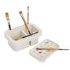 KINGART 902 Multi-Function Paint Brush Washer, Cleaner and Holder, 15 Palette Wells, Lid Plastic - Clean, Dry, Rest, Store, Hold Artist Brushes - Cleaning Acrylic, Watercolor, Oil Painting