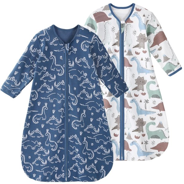 Yoofoss Baby Sleep Sack 0-6 Months Long Sleeve Wearable Blanket Baby 100% Cotton 2-Way Zipper 0.5 Tog Infants Sleeping Sack, Lightweight(Small)