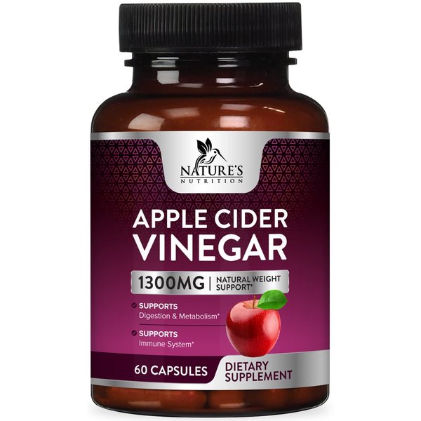 Apple Cider Vinegar Capsules for Detox & Cleanse, ACV Capsules with Digestion & Natural Weight Support - Extra Strength - 650mg per Capsule, Gluten Free, Non-GMO Supplement - 60 Vegetarian Pills