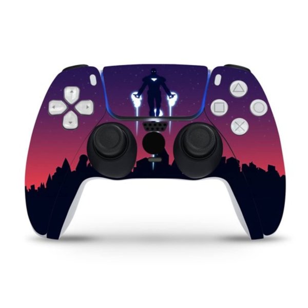 ZOOMHITSKINS Compatible with PS5 Controller Skin, Vinyl for Durable & Fit, Power Superhero Neon Night City Purple, Easy to Use, Bubble-Free, Precisely Cut