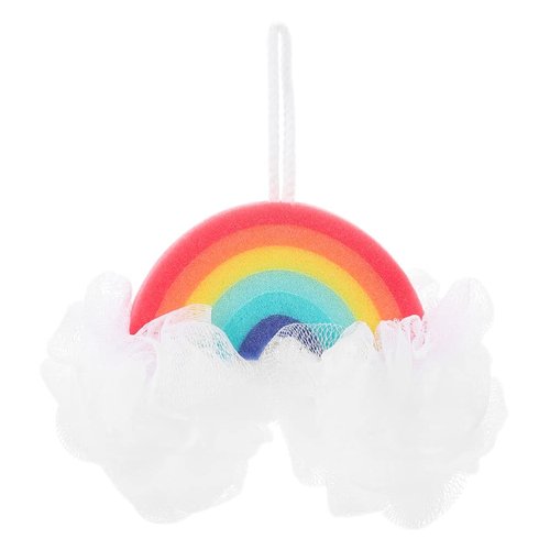 Healvian Loofah Sponge Portable Baby Sponge Rainbow Shaped Bath Scrubber Household Body Scrubber Body Scrubber Balls Shower Mesh for Kids Adults Exfoliating Bath Sponge