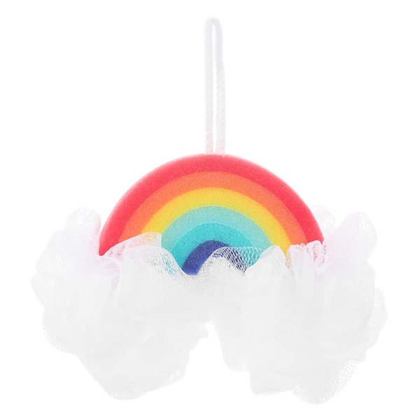 Healvian Loofah Sponge Portable Baby Sponge Rainbow Shaped Bath Scrubber Household Body Scrubber Body Scrubber Balls Shower Mesh for Kids Adults Exfoliating Bath Sponge
