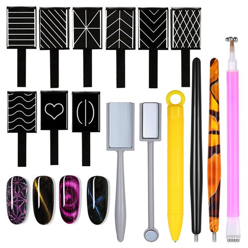 WOKOTO 15Pcs Cat Eye Nail Magnets Pens for Cat Eye Nail Art Tools Gradient Design Cat Eye Magnet for Nails Cat Eye Magnet Sticks for Women Nails Magnets Wand for Magnetic Nail Polish Art Tools