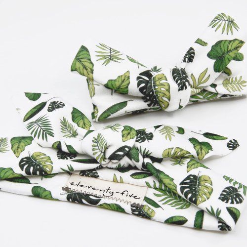 Organic Knotted Adjustable Headbands for Baby Girls - Tropical Summer Leaves