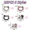 Kitty Nail Charms 25Pcs Kawaii Nail Charms for Acrylic Nails Y2K 3D Nail Rhinestones Gems Silver Diamond Nail Jewelry DIY Nail Art Decoration Supplies for Girls and Women