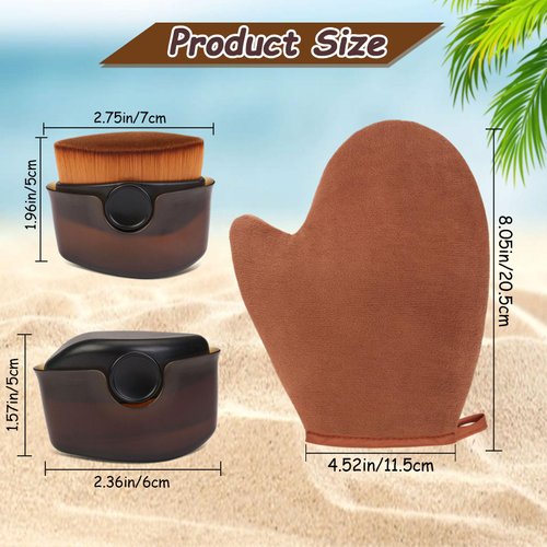 Dexspoeny Sunscreen Applicator for Kids and Self Tanning Mitt Applicator,Sunscreen Applicator and Self Tanning Glove,Tanning Mitt and Brush,Sunscreen Brush Applicator for Face and Hands,Legs(2 Brown)
