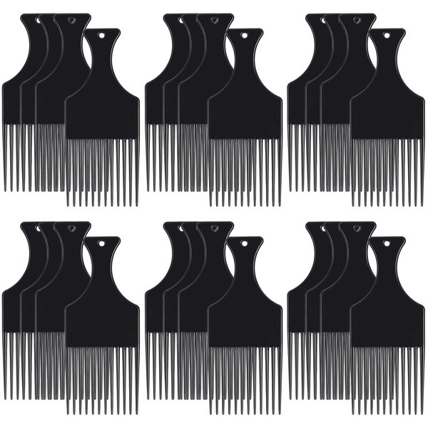 Nuogo 24 Pieces Hair Pick Comb Hair Lift Comb Hair Picks for Curly Hair Smooth Pick Plastic Comb for Thick Long Hair (Black)