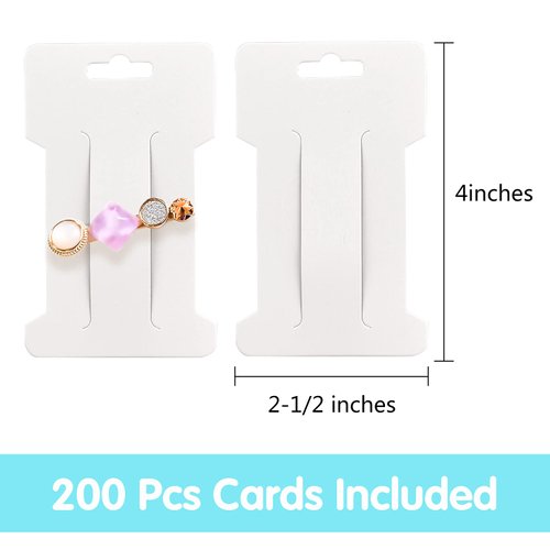 Mototo 200 PCS Hair Clip Bow Display Cards Hair Barrettes Jewelry Display Holder Rectangle Paper Cardboard for Hair Accessories Display and Organizing, 4 x 2-1/2 Inches (White)
