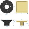 WEBANG 6 Inch Shower Square Drain Gold Floor Drain with Flange Reversible 2-in-1 Cover Tile Insert Grate Removable SUS304 Stainless Steel CUPC Certified Brushed Gold Brass