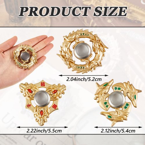 3 Pieces Golden Dragon Finger Spinner Toys Hand Dragon Fingertip Spinner Metal Gold Spinner Anxiety Stress Relief Toy Small Sensory Gadgets for Adults Party Favors
